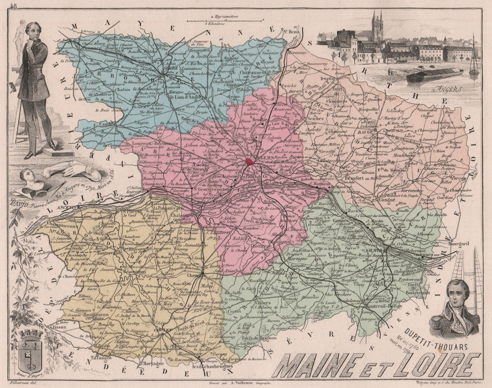 MAINE-ET-LOIRE. Département. Angers. Dupetit-Thouars. David. VUILLEMIN 1879 map